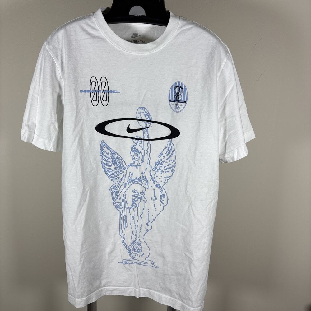 The Nike Tee Victory White Angel Statue Swoosh Graphic T-Shirt Men's Sz M